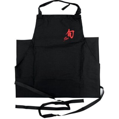 KAI Shun Premium Kochschürze Classic Edition, schwarz mit rotem Shun Logo Hüftschlaufe zum Binden, verstellbarer Halsgurt Schürze zum Kochen, Grillschürze KAI Shun Premium Kochschürze Classic Edition, schwarz mit rotem Shun Logo Hüftschlaufe zum Binden, verstellbarer Halsgurt Schürze zum Kochen, Grillschürze