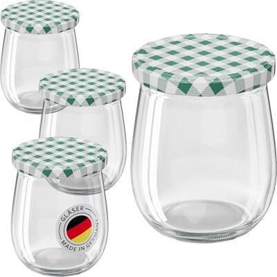 WELLGRO 6x Einmachgläser mit Schraubdeckel 417ml Deckel To 82 grün kariert Made in Germany Vorratsgläser mit Deckel, Gärglas, Dessertgläser WELLGRO 6x Einmachgläser mit Schraubdeckel 417ml Deckel To 82 grün kariert Made in Germany Vorratsgläser mit Deckel, Gärglas, Dessertgläser