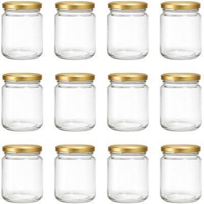 Vitrea 12x Marmeladengläser 275 ml mit Deckel Gold TO 66 Einmachgläser zum befüllen mit Schraubdeckel Sturzgläser für Marmelade Schraubgläser leere Gläser 12 Stück Vitrea 12x Marmeladengläser 275 ml mit Deckel Gold TO 66 Einmachgläser zum befüllen mit Schraubdeckel Sturzgläser für Marmelade Schraubgläser leere Gläser 12 Stück