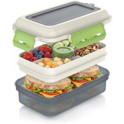 Arendo – Lunchbox Brotdose mit Fächern – eckig – 1,2 Liter – luftdichter Deckel – Klickverschlüsse – auslaufsicher – spülmaschinengeeignet – mikrowellengeeignet ideal für Büro Schule unterwegs Arendo – Lunchbox Brotdose mit Fächern – eckig – 1,2 Liter – luftdichter Deckel – Klickverschlüsse – auslaufsicher – spülmaschinengeeignet – mikrowellengeeignet ideal für Büro Schule unterwegs