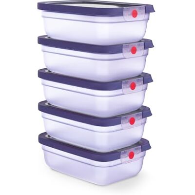 Emsa oneClick, Vorratsdose, One-Click-System, Lebensmittel 2x Länger Frisch, 100% Auslaufsicher, Made in Germany, VIOLETT, 5-teiliges Meal-Prep-Set 5× 1,20 L / 40,6 FL.OZ, N1231300 Emsa oneClick, Vorratsdose, One-Click-System, Lebensmittel 2x Länger Frisch, 100% Auslaufsicher, Made in Germany, VIOLETT, 5-teiliges Meal-Prep-Set 5× 1,20 L / 40,6 FL.OZ, N1231300