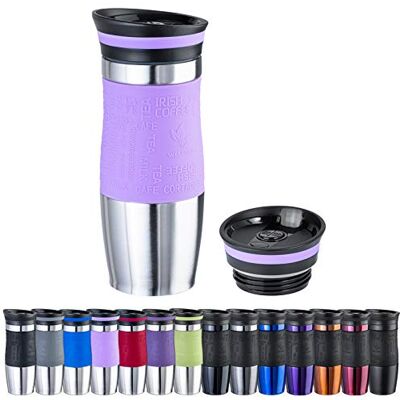 WELLGRO Thermobecher 400 ml + 1 Extradeckel Edelstahl rostfrei Silikon Soft-Touch Griffstück BPA-frei Isolierbecher doppelwandig Travel Mug Kaffeebecher to go, Farbe:Rosa WELLGRO Thermobecher 400 ml + 1 Extradeckel Edelstahl rostfrei Silikon Soft-Touch Griffstück BPA-frei Isolierbecher doppelwandig Travel Mug Kaffeebecher to go, Farbe:Rosa