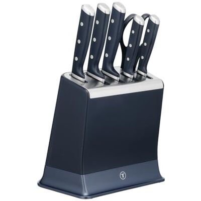Tefal EverSharp Pro 6-teiliger Messerblock, patentierte Schärftechnologie, selbstschärfend, Verriegelungssystem, deutscher rostfreier Edelstahl, für Gemüse, Fleisch & Brot, Blau, K297S744 Tefal EverSharp Pro 6-teiliger Messerblock, patentierte Schärftechnologie, selbstschärfend, Verriegelungssystem, deutscher rostfreier Edelstahl, für Gemüse, Fleisch & Brot, Blau, K297S744