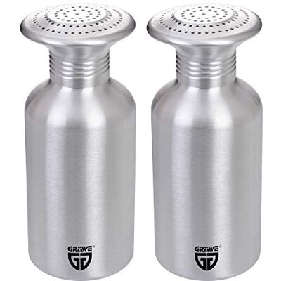 GRÄWE 2er Set Pommesstreuer aus Aluminium, Salzstreuer, Gewürzstreuer GRÄWE 2er Set Pommesstreuer aus Aluminium, Salzstreuer, Gewürzstreuer