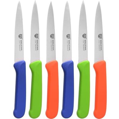 GRÄWE Gemüsemesser, 6er Set, kleines Küchenmesser-Set, Obstmesser, Schälmesser, Edelstahl, Bunt, super scharf geschliffen GRÄWE Gemüsemesser, 6er Set, kleines Küchenmesser-Set, Obstmesser, Schälmesser, Edelstahl, Bunt, super scharf geschliffen