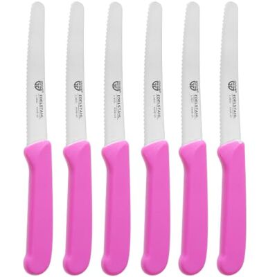 GRÄWE Brötchenmesser 6er Set, Frühstücksmesser mit Wellenschliff, Pink Frühstücksmesser für Brötchen, Brot, Baguette und Tomaten, mit Edelstahlklinge und ergonomischem PP-Griff GRÄWE Brötchenmesser 6er Set, Frühstücksmesser mit Wellenschliff, Pink Frühstücksmesser für Brötchen, Brot, Baguette und Tomaten, mit Edelstahlklinge und ergonomischem PP-Griff
