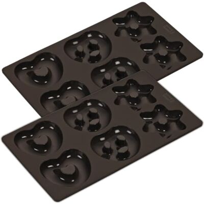 Lurch FlexiForm Keksform Lebkuchen (Brezeln Herzen Sterne) 2er Set / 2 Backformen für Kekse 17 x 30 cm aus 100% BPA-freiem Platin Silikon, braun Lurch FlexiForm Keksform Lebkuchen (Brezeln Herzen Sterne) 2er Set / 2 Backformen für Kekse 17 x 30 cm aus 100% BPA-freiem Platin Silikon, braun