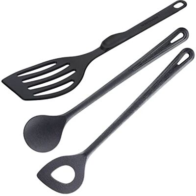 Westmark Koch-Set, 3-tlg.: 1 Pfannenwender, 1 Rührlöffel, 1 Spitzlochlöffel, hochhitzebeständig, Kunststoff, Schwarz, 203522E9 Westmark Koch-Set, 3-tlg.: 1 Pfannenwender, 1 Rührlöffel, 1 Spitzlochlöffel, hochhitzebeständig, Kunststoff, Schwarz, 203522E9
