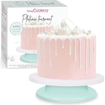 ScrapCooking Drehbare Tortenplatte Mit Fuß Ø 28 cm Cake Stand, 360° Drehteller Torte für die Dekoration von Kuchen, Torten, Cake Design Kuchenplatte Drehbar Weiß & Wassergrün 5204 ScrapCooking Drehbare Tortenplatte Mit Fuß Ø 28 cm Cake Stand, 360° Drehteller Torte für die Dekoration von Kuchen, Torten, Cake Design Kuchenplatte Drehbar Weiß & Wassergrün 5204