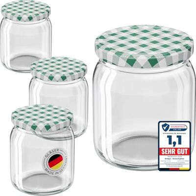 WELLGRO 25x Einmachgläser mit Schraubdeckel 400ml Deckel To 82 grün kariert Made in Germany Vorratsgläser mit Deckel, Gärglas, Dessertgläser WELLGRO 25x Einmachgläser mit Schraubdeckel 400ml Deckel To 82 grün kariert Made in Germany Vorratsgläser mit Deckel, Gärglas, Dessertgläser