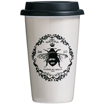 Premier Queen Bee Reisebecher, Porzellan, Silikon, doppelwandig, 330ml Premier Queen Bee Reisebecher, Porzellan, Silikon, doppelwandig, 330ml