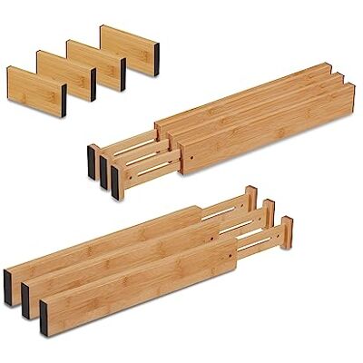 Relaxdays Schubladentrenner, 10 TLG. Set, verstellbare Länge von 43,5 bis 56,5 cm, Bambus, Schubladenteiler Küche, Natur Relaxdays Schubladentrenner, 10 TLG. Set, verstellbare Länge von 43,5 bis 56,5 cm, Bambus, Schubladenteiler Küche, Natur