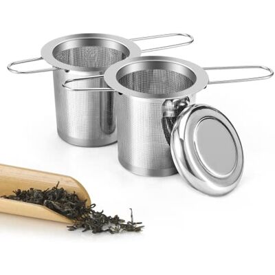 Carehabi Teesieb, Tea Infuser 304 Rostfreiem Edelstahl Teefilter mit Faltbare Griffe und Deckel Teefilter für Losen Tee (A-2PCS) Carehabi Teesieb, Tea Infuser 304 Rostfreiem Edelstahl Teefilter mit Faltbare Griffe und Deckel Teefilter für Losen Tee (A-2PCS)