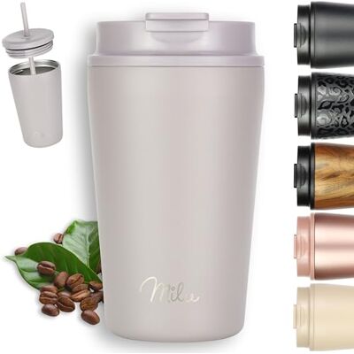 Milu Reisetasse - Doppelwandiger Vakuumisoliert - taupe grau - 0,4 l Milu Reisetasse - Doppelwandiger Vakuumisoliert - taupe grau - 0,4 l