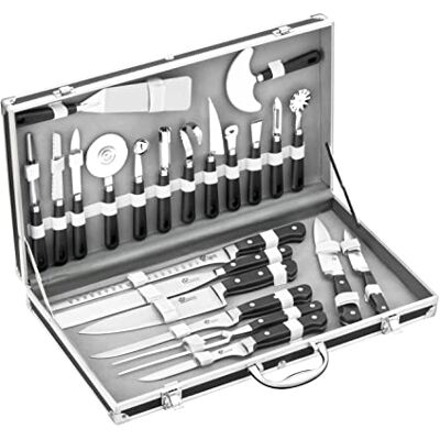 Pradel Excellence 31123 Küchenutensilien-Koffer, 22 Teile, 15 Küchenhelfer + 7 Messer Pradel Excellence 31123 Küchenutensilien-Koffer, 22 Teile, 15 Küchenhelfer + 7 Messer
