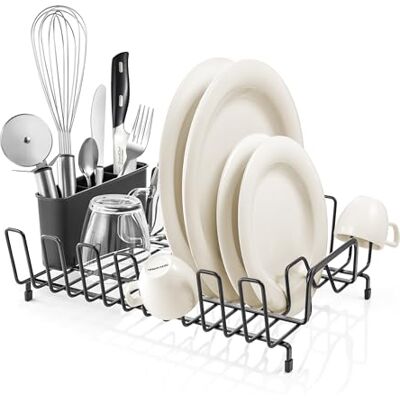 ONLINE Geschirrabtropfständer - Platzsparend, Schwarz, Abnehmbarer Besteckkorb ONLINE Geschirrabtropfständer - Platzsparend, Schwarz, Abnehmbarer Besteckkorb