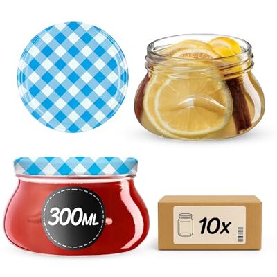 KADAX 10er Set Marmeladengläser 300ml TO82, Einmachgläser Vorratsgläser Mason Jar mit Schraubdeckel, Luftdichte Schraubgläser, Honig & Konfitüre KADAX 10er Set Marmeladengläser 300ml TO82, Einmachgläser Vorratsgläser Mason Jar mit Schraubdeckel, Luftdichte Schraubgläser, Honig & Konfitüre
