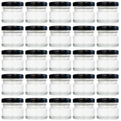 Vitrea 25x Mini Marmeladengläser 30 ml mit Deckel Schwarz TO 43 kleine Einmachgläser zum befüllen mit Schraubdeckel Schraubgläser leere Marmeladen Gläser 25 Stück Vitrea 25x Mini Marmeladengläser 30 ml mit Deckel Schwarz TO 43 kleine Einmachgläser zum befüllen mit Schraubdeckel Schraubgläser leere Marmeladen Gläser 25 Stück