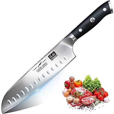 Shan ZU Küchenmesser - Deutscher Edelstahl - 18 cm Santoku Kochmesser Shan ZU Küchenmesser - Deutscher Edelstahl - 18 cm Santoku Kochmesser