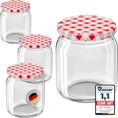 WELLGRO 25x Einmachgläser mit Schraubdeckel 400ml – Deckel rot kariert To 82 Made in Germany Vorratsgläser mit Deckel, Gärglas, Dessertgläser WELLGRO 25x Einmachgläser mit Schraubdeckel 400ml – Deckel rot kariert To 82 Made in Germany Vorratsgläser mit Deckel, Gärglas, Dessertgläser