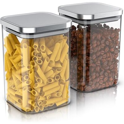 Arendo Vorratsgläser 1200ml mit Deckel Edelstahl 2er Set Behälter aus Glas – hitzebeständig – Vorratsdosen/Vorratsbehälter mit Edelstahl Deckel luftdicht für Müsli Zucker Mehl Kaffee Arendo Vorratsgläser 1200ml mit Deckel Edelstahl 2er Set Behälter aus Glas – hitzebeständig – Vorratsdosen/Vorratsbehälter mit Edelstahl Deckel luftdicht für Müsli Zucker Mehl Kaffee