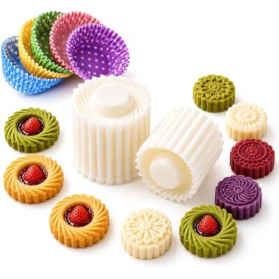 Generic Moon Cake Form zum Pressen Mondkuchen Stempel für Cookies Mohnblumen Motiv Runde Handpress Form für DIY-Mondkuchen und wiederverwendbare Cookie-Stempel mit Papierablagen Generic Moon Cake Form zum Pressen Mondkuchen Stempel für Cookies Mohnblumen Motiv Runde Handpress Form für DIY-Mondkuchen und wiederverwendbare Cookie-Stempel mit Papierablagen