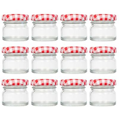 Vitrea 12x Mini Marmeladengläser 30 ml mit Deckel Rot Kariert TO 43 kleine Einmachgläser zum befüllen mit Schraubdeckel Schraubgläser leere Gläser für Marmelade 12 Stück Vitrea 12x Mini Marmeladengläser 30 ml mit Deckel Rot Kariert TO 43 kleine Einmachgläser zum befüllen mit Schraubdeckel Schraubgläser leere Gläser für Marmelade 12 Stück