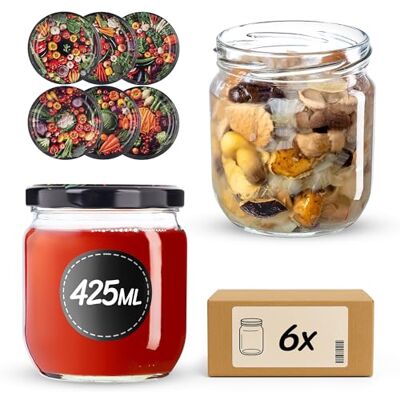 KADAX Einmachgläser 425ml TO82, Sturzgläser Mason Jar mit Schraubdeckel, Luftdichte Twist-off Gläser, Meal Prep, Overnight Oats, Sauerteig (Bunte Gemüse, 6 Stück) KADAX Einmachgläser 425ml TO82, Sturzgläser Mason Jar mit Schraubdeckel, Luftdichte Twist-off Gläser, Meal Prep, Overnight Oats, Sauerteig (Bunte Gemüse, 6 Stück)