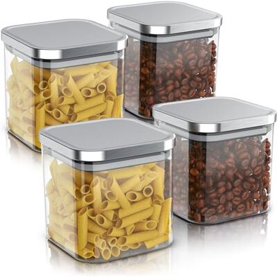 Arendo Vorratsgläser 800ml mit Deckel Edelstahl 4er Set Behälter aus Glas – hitzebeständig – Vorratsdosen/Vorratsbehälter mit Edelstahl Deckel luftdicht für Müsli Zucker Mehl Kaffee Arendo Vorratsgläser 800ml mit Deckel Edelstahl 4er Set Behälter aus Glas – hitzebeständig – Vorratsdosen/Vorratsbehälter mit Edelstahl Deckel luftdicht für Müsli Zucker Mehl Kaffee
