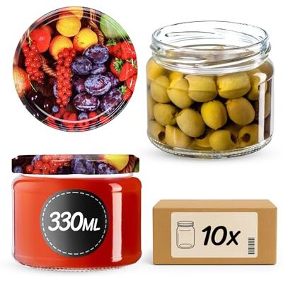KADAX 10er Set Marmeladengläser 330ml TO82 Obst, Einmachgläser Vorratsgläser Mason Jar mit Schraubdeckel, Luftdichte Schraubgläser, Honig & Konfitüre KADAX 10er Set Marmeladengläser 330ml TO82 Obst, Einmachgläser Vorratsgläser Mason Jar mit Schraubdeckel, Luftdichte Schraubgläser, Honig & Konfitüre