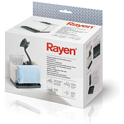 Rayen Waschbecken-Utensilien-Organizer Anpassbarer Innenraum Fächer Abtropfschale Leicht zu reinigen, ABS, Hellgrau & Dunkelgrau Maße: 17x13.3x11.5 cm Rayen Waschbecken-Utensilien-Organizer Anpassbarer Innenraum Fächer Abtropfschale Leicht zu reinigen, ABS, Hellgrau & Dunkelgrau Maße: 17x13.3x11.5 cm