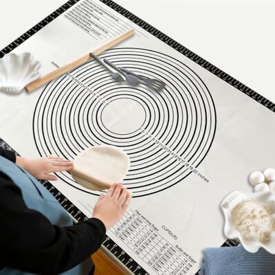 xiluuyou Silikon Backmatte, Extra Große Backmatte Silikon, Mat Teigmatte Groß Antihaft & Rutschfest mit Messung für Teig, Pizza, Gebäck & Küche(Schwarz, 91x61 cm) xiluuyou Silikon Backmatte, Extra Große Backmatte Silikon, Mat Teigmatte Groß Antihaft & Rutschfest mit Messung für Teig, Pizza, Gebäck & Küche(Schwarz, 91x61 cm)