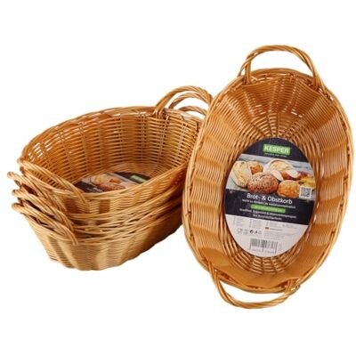 Kesper Brot- und Obstkorb, 5er Pack, Material: Kunststoffgeflecht, Maße: 29 x 18cm / Griffhöhe: 13cm, Farbe: Braun 1783615 Kesper Brot- und Obstkorb, 5er Pack, Material: Kunststoffgeflecht, Maße: 29 x 18cm / Griffhöhe: 13cm, Farbe: Braun 1783615