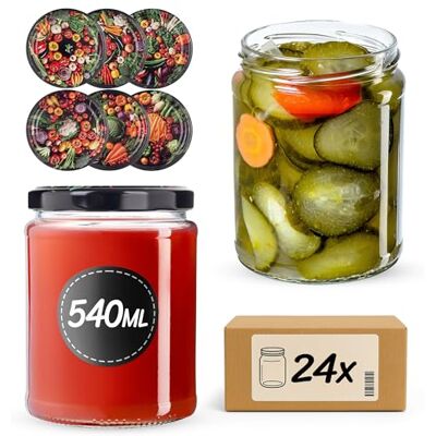 KADAX 24er Set Einmachgläser 540ml TO82, Sturzgläser Mason Jar mit Schraubdeckel, Luftdichte Twist-off Gläser, Meal Prep, Overnight Oats, Sauerteig (Bunte Gemüse) KADAX 24er Set Einmachgläser 540ml TO82, Sturzgläser Mason Jar mit Schraubdeckel, Luftdichte Twist-off Gläser, Meal Prep, Overnight Oats, Sauerteig (Bunte Gemüse)