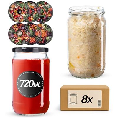 KADAX 8er Set Einmachgläser 720ml TO82, Große Sturzgläser mit Schraubdeckel, Einkochgläser Fermentierglas für Gurken, Gemüse, Sauerteig (Bunte Gemüse) KADAX 8er Set Einmachgläser 720ml TO82, Große Sturzgläser mit Schraubdeckel, Einkochgläser Fermentierglas für Gurken, Gemüse, Sauerteig (Bunte Gemüse)