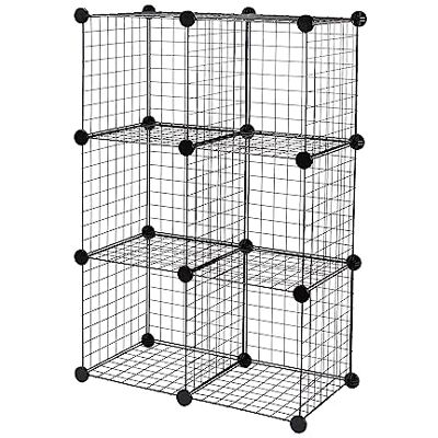 Amazon Stapelbare Aufbewahrungsregale mit 6 Würfeln aus Drahtgitter, 66 x 32 x 96.5 cm, Schwarz Amazon Stapelbare Aufbewahrungsregale mit 6 Würfeln aus Drahtgitter, 66 x 32 x 96.5 cm, Schwarz