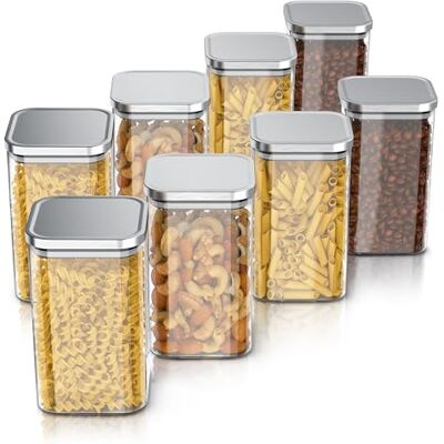 Arendo Vorratsgläser 1650ml mit Deckel Edelstahl 8er Set Behälter aus Glas – hitzebeständig – Vorratsdosen/Vorratsbehälter mit Edelstahl Deckel luftdicht für Müsli Zucker Mehl Kaffee Arendo Vorratsgläser 1650ml mit Deckel Edelstahl 8er Set Behälter aus Glas – hitzebeständig – Vorratsdosen/Vorratsbehälter mit Edelstahl Deckel luftdicht für Müsli Zucker Mehl Kaffee