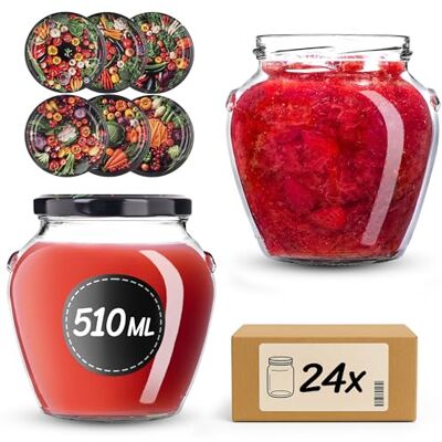 KADAX 24er Set Einmachgläser 510ml TO82, Sturzgläser Mason Jar mit Schraubdeckel, Luftdichte Twist-off Gläser, Meal Prep, Overnight Oats, Sauerteig (Bunte Gemüse) KADAX 24er Set Einmachgläser 510ml TO82, Sturzgläser Mason Jar mit Schraubdeckel, Luftdichte Twist-off Gläser, Meal Prep, Overnight Oats, Sauerteig (Bunte Gemüse)
