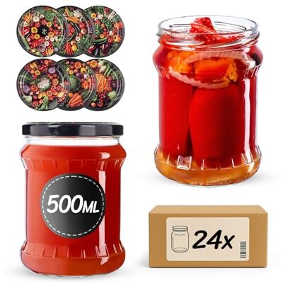 KADAX Einmachgläser 500ml TO82, Sturzgläser Mason Jar mit Schraubdeckel, Luftdichte Twist-off Gläser, Meal Prep, Overnight Oats, Sauerteig (Bunte Gemüse, 24 Stück) KADAX Einmachgläser 500ml TO82, Sturzgläser Mason Jar mit Schraubdeckel, Luftdichte Twist-off Gläser, Meal Prep, Overnight Oats, Sauerteig (Bunte Gemüse, 24 Stück)