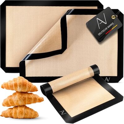 AVANA Backmatte aus Silikon (3er Set) Wiederverwendbare Backfolie Antihaft Rutschfeste Teigmatte, Silikonmatte, Dauerbackmatte, Hitzebeständige Backunterlage AVANA Backmatte aus Silikon (3er Set) Wiederverwendbare Backfolie Antihaft Rutschfeste Teigmatte, Silikonmatte, Dauerbackmatte, Hitzebeständige Backunterlage
