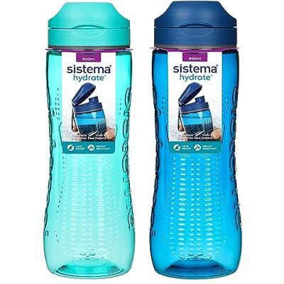 Sistema Hydrate Tritan Swift Wasserflasche 800 ml Auslaufsichere Wasserflasche BPA-frei Ocean Blue & Misty Purple 2 Stück Sistema Hydrate Tritan Swift Wasserflasche 800 ml Auslaufsichere Wasserflasche BPA-frei Ocean Blue & Misty Purple 2 Stück