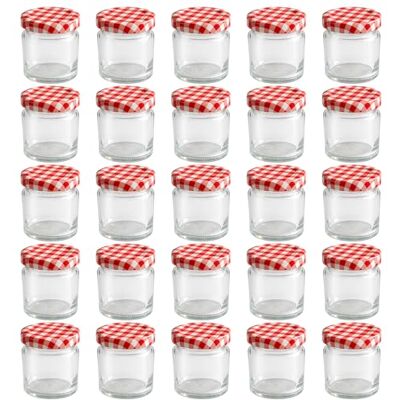 Vitrea 25x Mini Marmeladengläser 50 ml mit Deckel Rot Kariert TO 43 kleine Einmachgläser zum befüllen mit Schraubdeckel Schraubgläser leere Gläser für Marmelade 25 Stück Vitrea 25x Mini Marmeladengläser 50 ml mit Deckel Rot Kariert TO 43 kleine Einmachgläser zum befüllen mit Schraubdeckel Schraubgläser leere Gläser für Marmelade 25 Stück