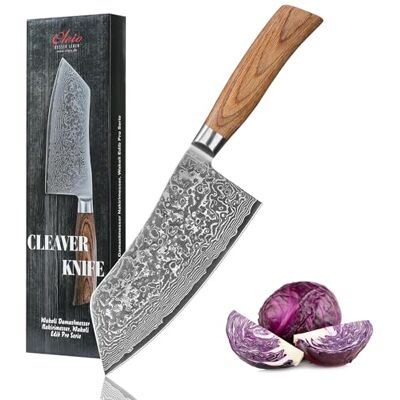 Wakoli EDIB Pro Chai Dao Messer, 17 cm Klinge aus Damaststahl mit VG10 Kern 67 Lagen, 60 ± 2 HRC, 32 cm Gesamtlänge, Pakkaholzgriff und Geschenkbox; für Fleisch, Gemüse und Kräuter, nicht für Knochen Wakoli EDIB Pro Chai Dao Messer, 17 cm Klinge aus Damaststahl mit VG10 Kern 67 Lagen, 60 ± 2 HRC, 32 cm Gesamtlänge, Pakkaholzgriff und Geschenkbox; für Fleisch, Gemüse und Kräuter, nicht für Knochen
