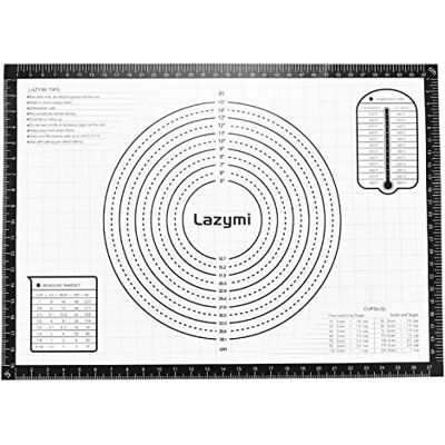 Lazymi Backmatte Silikon Groß Antihaft Backunterlage Rutschfeste Teigmatte 71x51cm Ausrollmatte Silikonmatte Backfolie Backpapier Arbeitsmatte mit Messung für Fondant Pizza Brot Matte BPA Frei Schwarz/ Lazymi Backmatte Silikon Groß Antihaft Backunterlage Rutschfeste Teigmatte 71x51cm Ausrollmatte Silikonmatte Backfolie Backpapier Arbeitsmatte mit Messung für Fondant Pizza Brot Matte BPA Frei Schwarz/