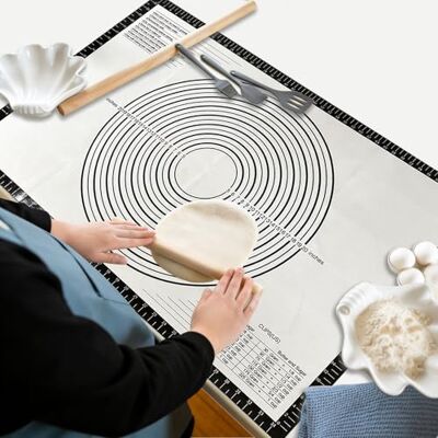 xiluuyou Silikon Backmatte, Backmatte Silikon Große Mat Teigmatte Groß Antihaft & Rutschfest mit Messung für Teig, Pizza, Gebäck & Küche(Schwarz, 71x51 cm) xiluuyou Silikon Backmatte, Backmatte Silikon Große Mat Teigmatte Groß Antihaft & Rutschfest mit Messung für Teig, Pizza, Gebäck & Küche(Schwarz, 71x51 cm)