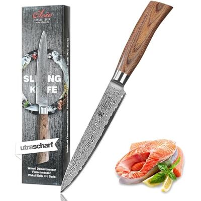 Wakoli EDIB Pro Fleischmesser 17 cm Klinge, 67 Lagen Damaststahl, VG10-Kern Pakkaholzgriff, 60 ± 2 HRC und beidseitiger 15° V-Schliff für saubere Zugschnitte beim Tranchieren, Portionieren und Parieren Wakoli EDIB Pro Fleischmesser 17 cm Klinge, 67 Lagen Damaststahl, VG10-Kern Pakkaholzgriff, 60 ± 2 HRC und beidseitiger 15° V-Schliff für saubere Zugschnitte beim Tranchieren, Portionieren und Parieren