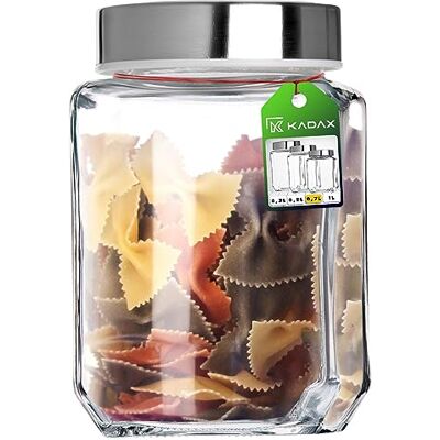 KADAX Vorratsglas, Glasbehälter mit Deckel aus Kunststoff, Lebensmittelbehälter aus Glas, Vorratsdose für Nudeln, Spaghetti, Gewürze, Einweckglas, transparent, luftdicht (700ML, weiß) KADAX Vorratsglas, Glasbehälter mit Deckel aus Kunststoff, Lebensmittelbehälter aus Glas, Vorratsdose für Nudeln, Spaghetti, Gewürze, Einweckglas, transparent, luftdicht (700ML, weiß)