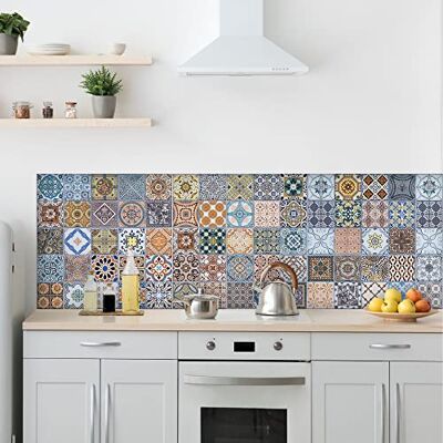 Crearreda Paraschizzi Autoadesivo ignifugo Fliesen Sevilla 260x60 cm - Wandverkleidung Crearreda Paraschizzi Autoadesivo ignifugo Fliesen Sevilla 260x60 cm - Wandverkleidung