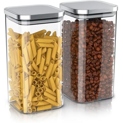 Arendo Vorratsbehälter 1650ml mit Deckel Edelstahl 2er Set Behälter aus Glas – hitzebeständig – Vorratsdosen/Vorratsgläser mit Edelstahl Deckel luftdicht für Müsli Zucker Mehl Kaffee Arendo Vorratsbehälter 1650ml mit Deckel Edelstahl 2er Set Behälter aus Glas – hitzebeständig – Vorratsdosen/Vorratsgläser mit Edelstahl Deckel luftdicht für Müsli Zucker Mehl Kaffee