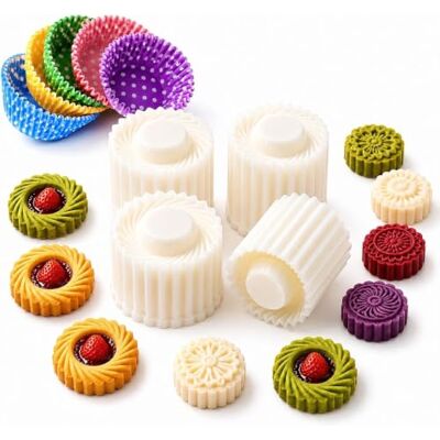 Generic Moon Cake Form zum Pressen Mondkuchen Stempel für Cookies Mohnblumen Motiv Runde Handpress Form für DIY-Mondkuchen und wiederverwendbare Cookie-Stempel mit Papierablagen Generic Moon Cake Form zum Pressen Mondkuchen Stempel für Cookies Mohnblumen Motiv Runde Handpress Form für DIY-Mondkuchen und wiederverwendbare Cookie-Stempel mit Papierablagen